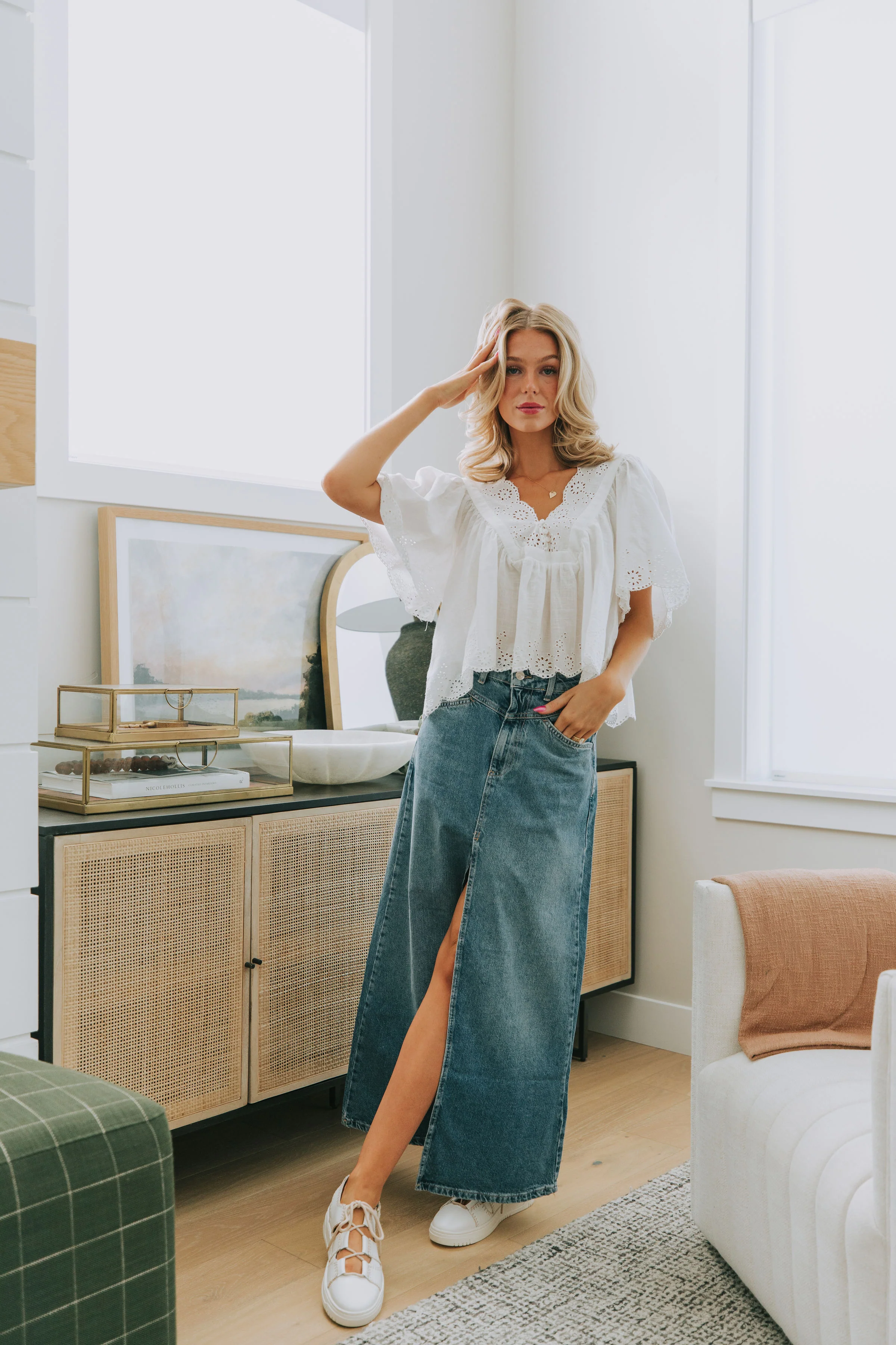 FREE PEOPLE - Come As You Are Denim Maxi Skirt - Image 2