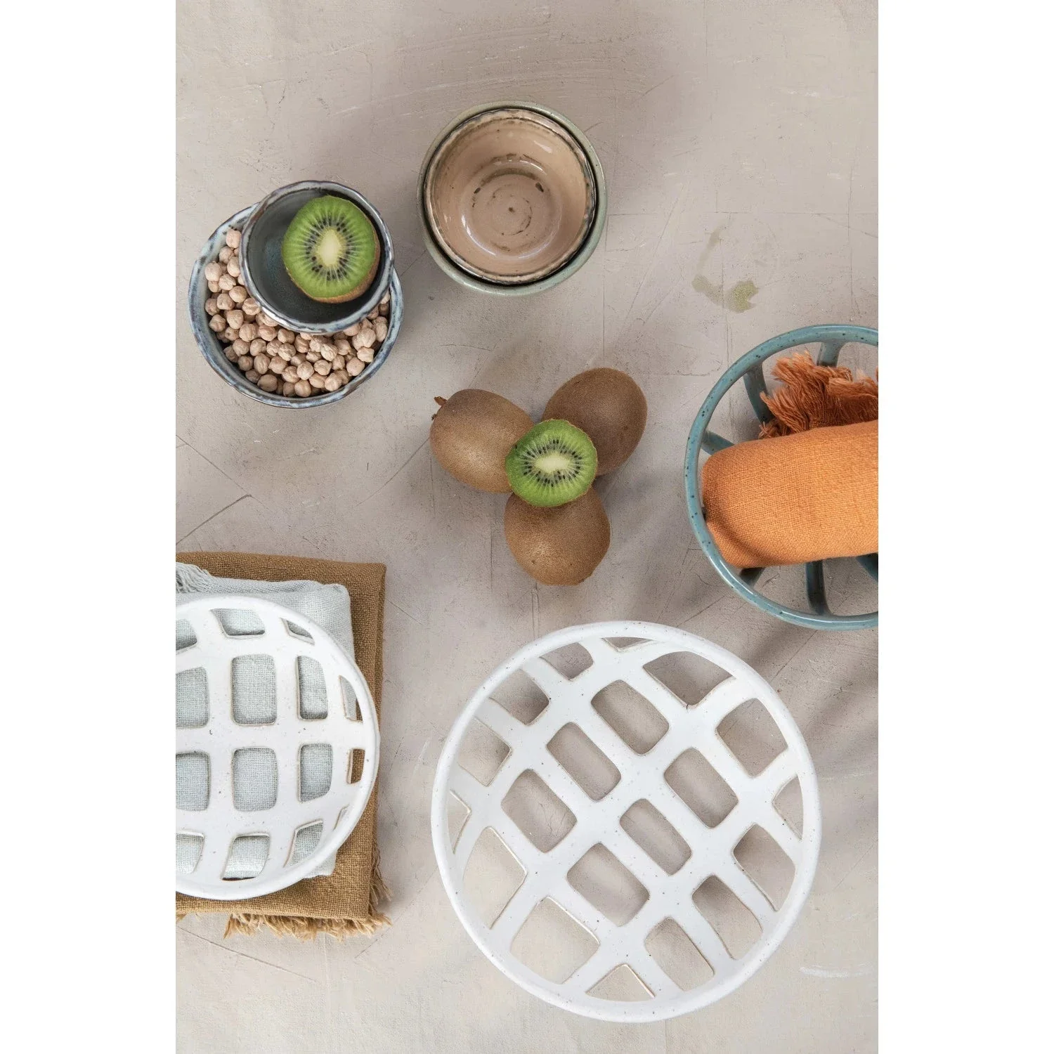 Handmade Stoneware Basket Bowls - 2 Pc - Image 2
