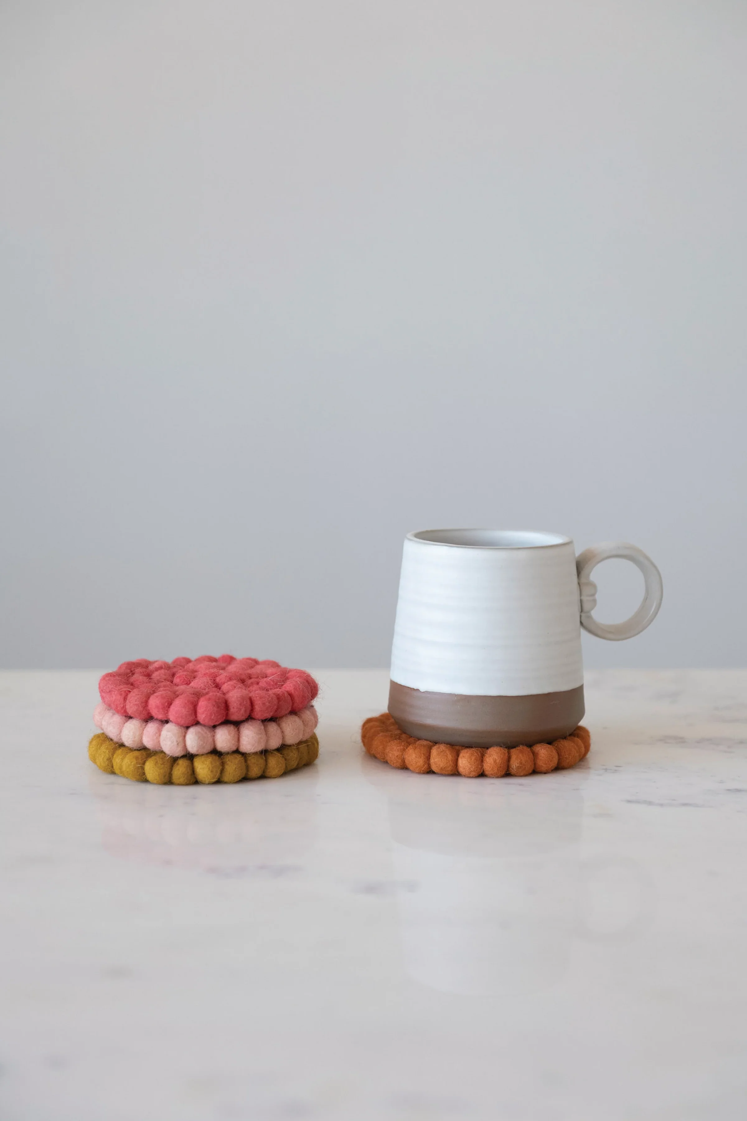 Handmade Wool Felt Ball Coasters - Image 4