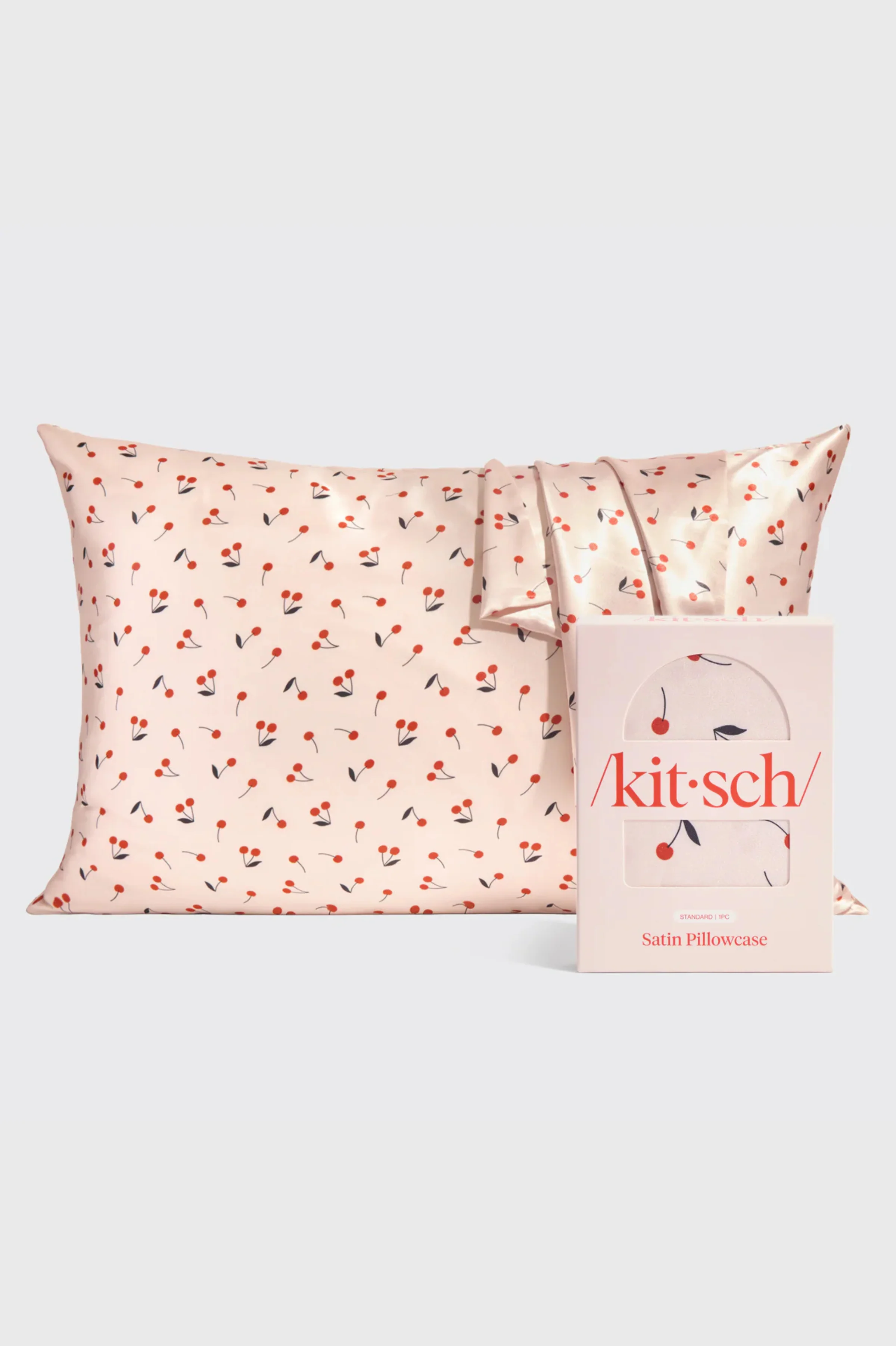 KITSCH - Cherry Print Satin Pillowcase - Standard