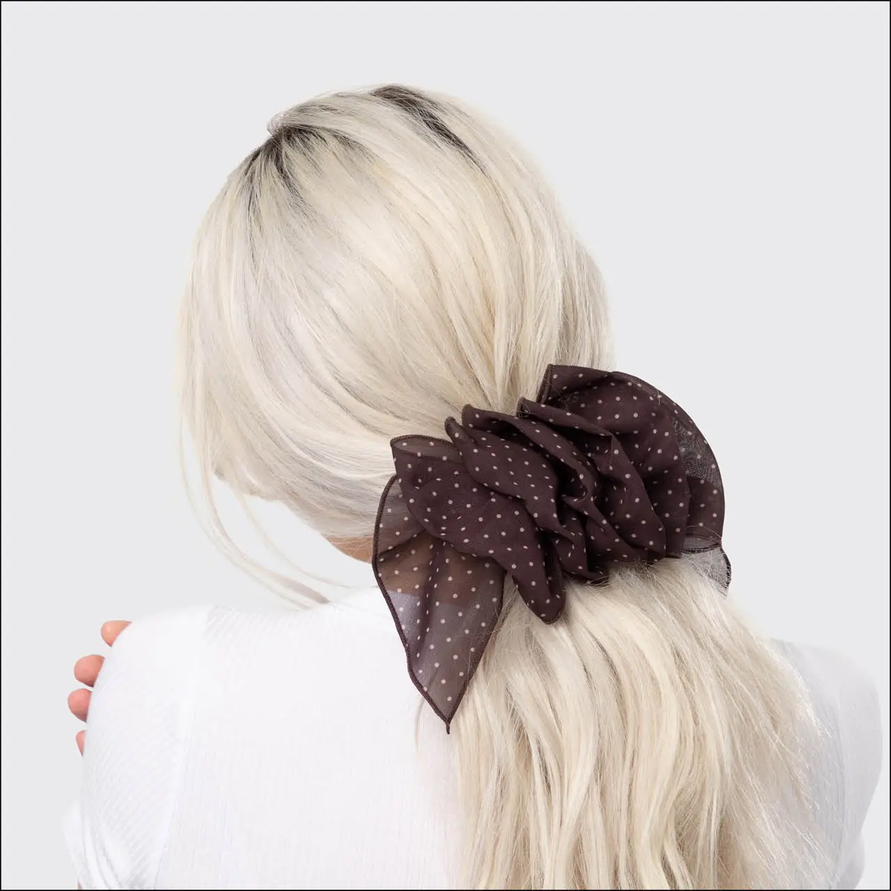KITSCH - Recycled Chiffon Polka Dot Bow Barrette - Image 2