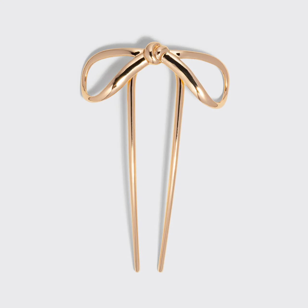 Mini Metal Bow French Hair Pin - Gold - Image 2
