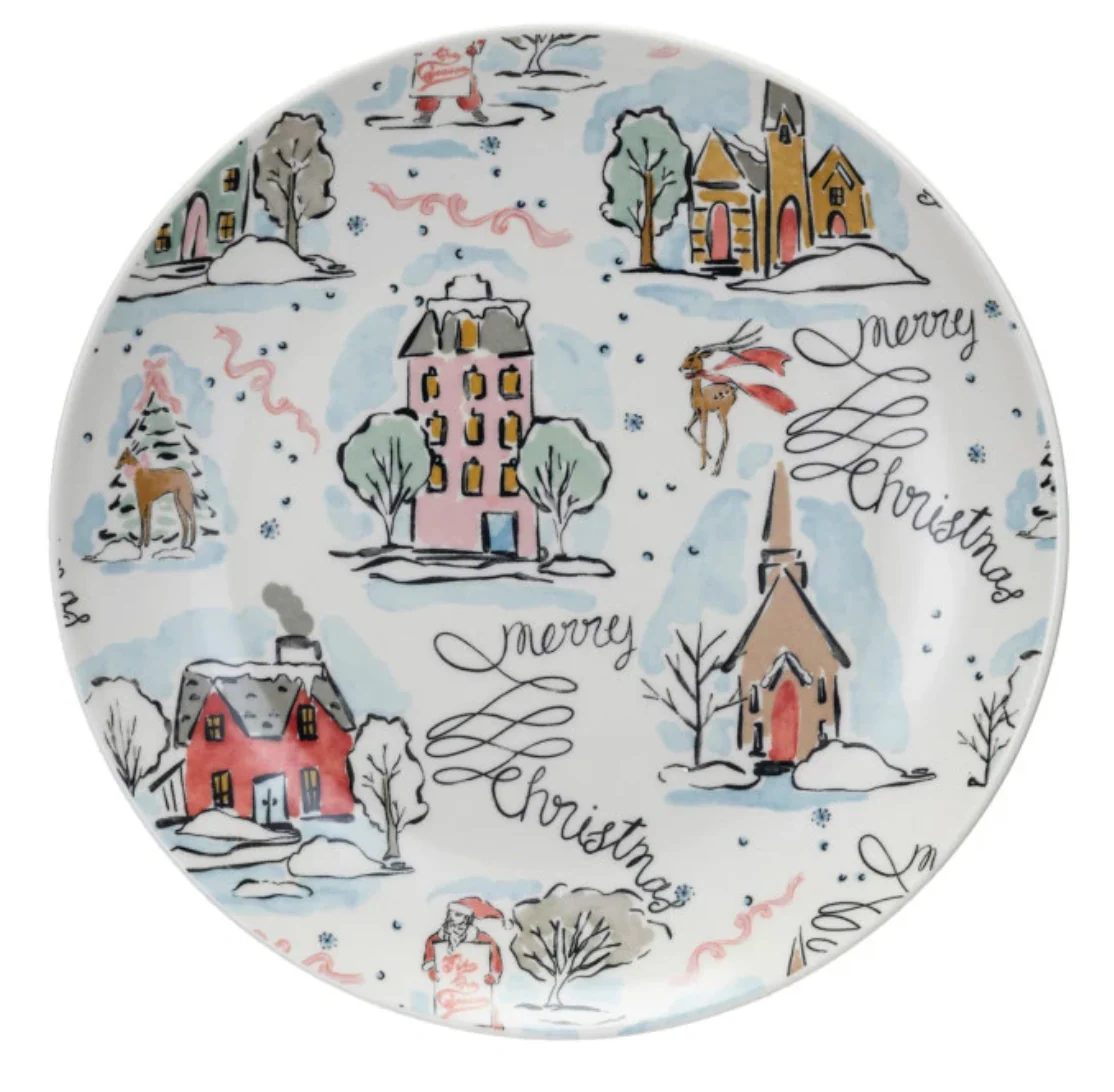Stoneware Plate w/ Holiday Pattern, 4 Styles © - Image 3