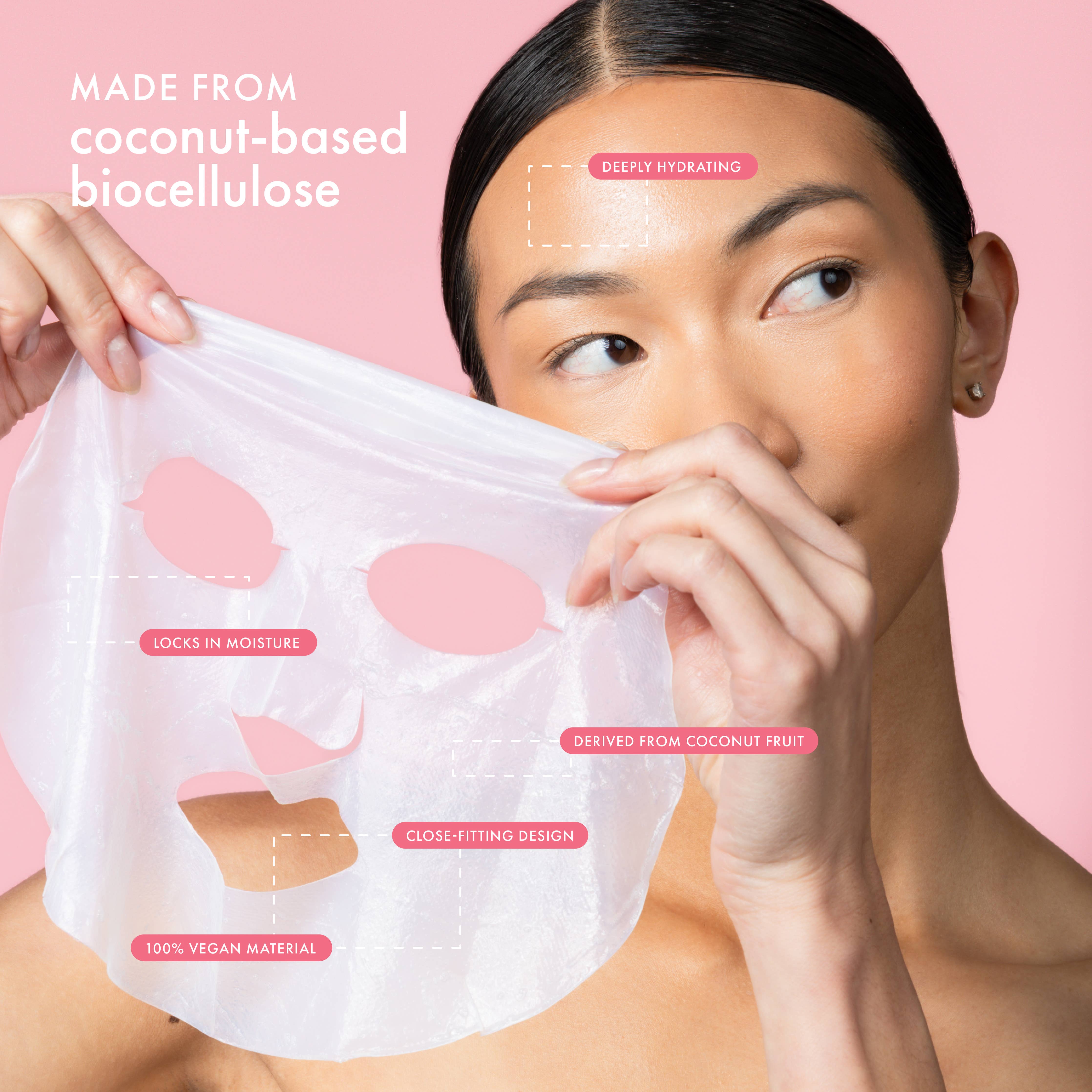 ESW BEAUTY - Strawberry Coco Rosé Soothing Biocellulose Mocktail Mask - Image 4