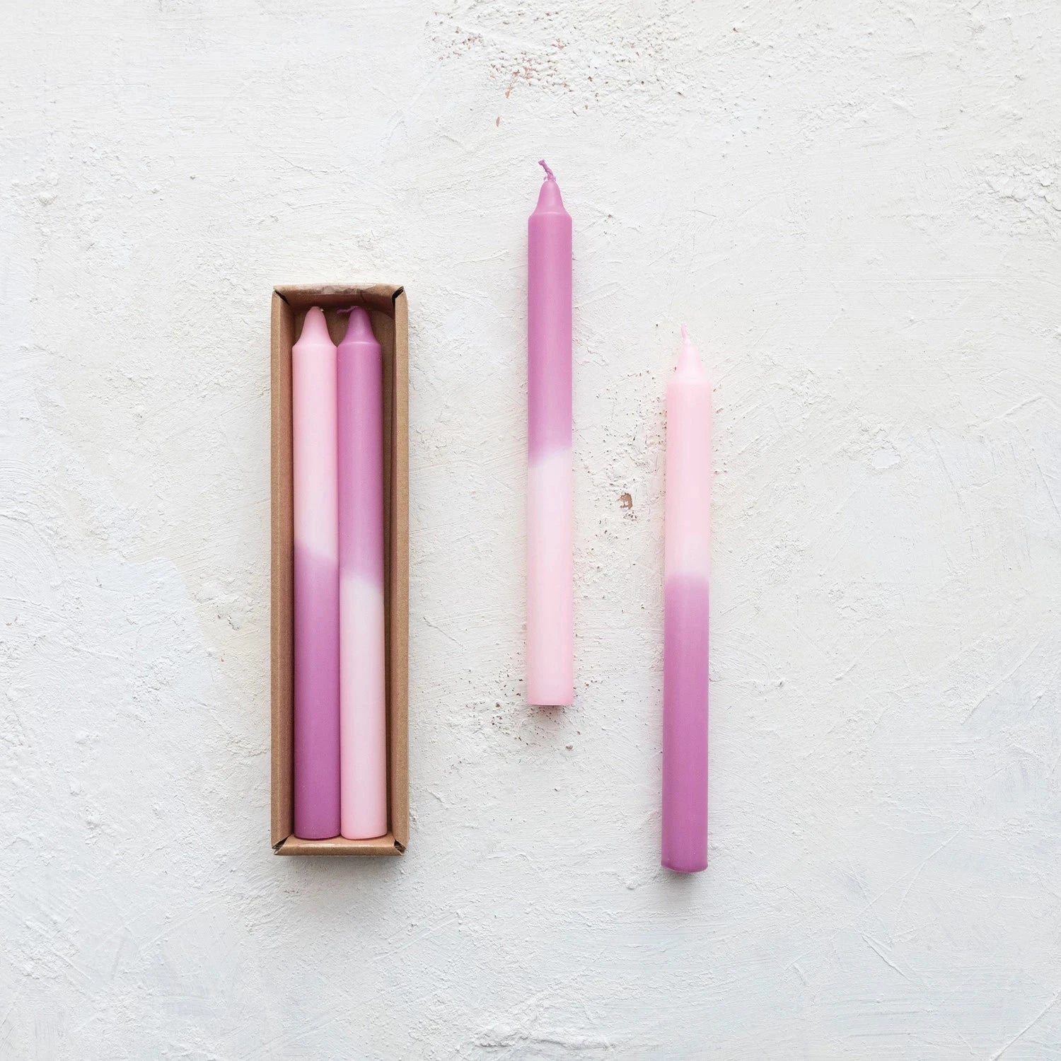 Unscented Taper Candles, Pink & Lilac Ombre, Set of 2 - Image 2